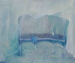 Zehui Xu, Dream of a bench , 2022, Oil on canvas, cm 50 x 60